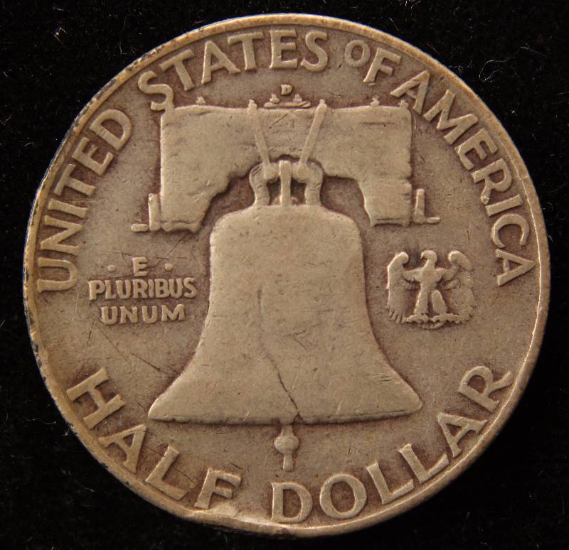 1952-D FRANKLIN SILVER HALF DOLLAR VF