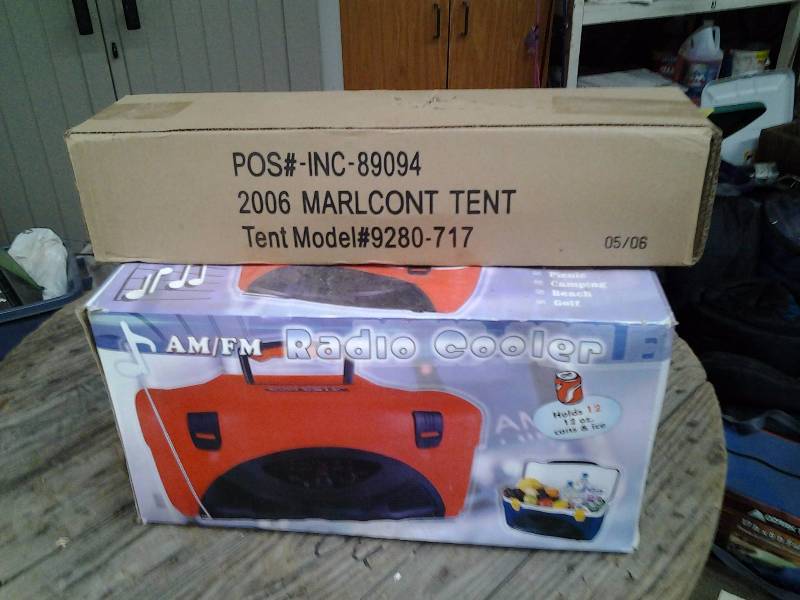 AMFM Radio Cooler, New Tent, New Coleman Sundown 7x7 Tent