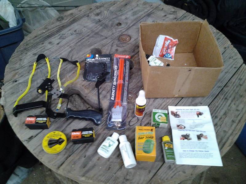 Slingshot With Laser Point, Slingshot Bands, Ammo & Related