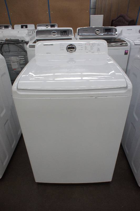 PREVIOUSLY OWNED - Scratch and Dent - Samsung Model # (WA40J3000AW) Top-Loading Washer - 4 cu ft - White Color -    Tested Works - MSRP $899.99