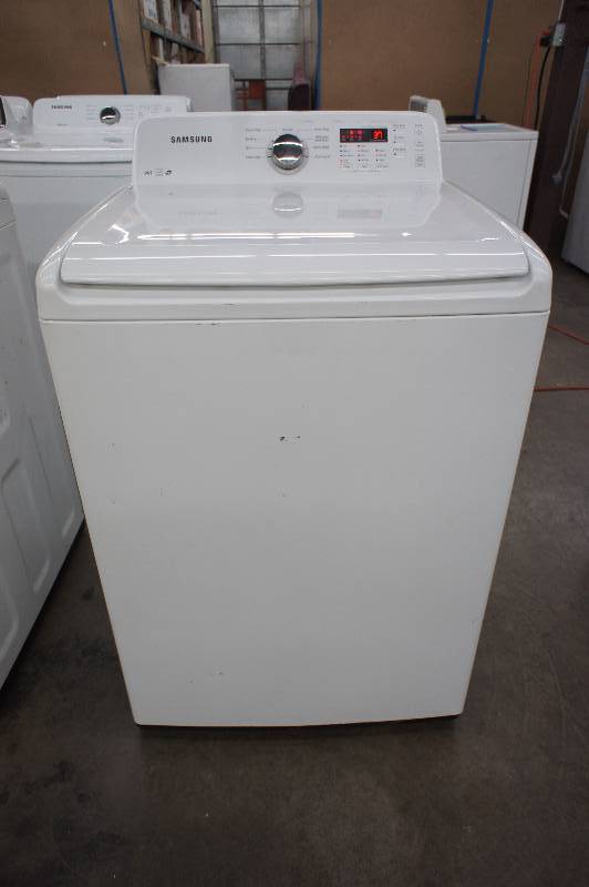 PREVIOUSLY OWNED - Scratch and Dent - Samsung Model # (WA400PJHDWR) Top-Loading Washer - 4 cu ft - White Color -    Tested Works - MSRP $ 999.99