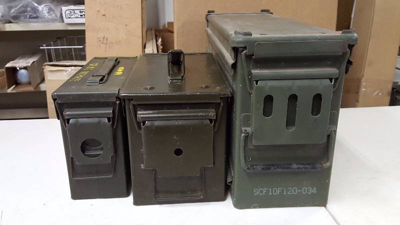 lot 21 image: (3) US Military Ammo Boxes