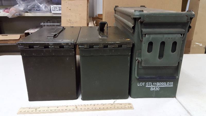 lot 25 image: (3) US Military Ammo Boxes