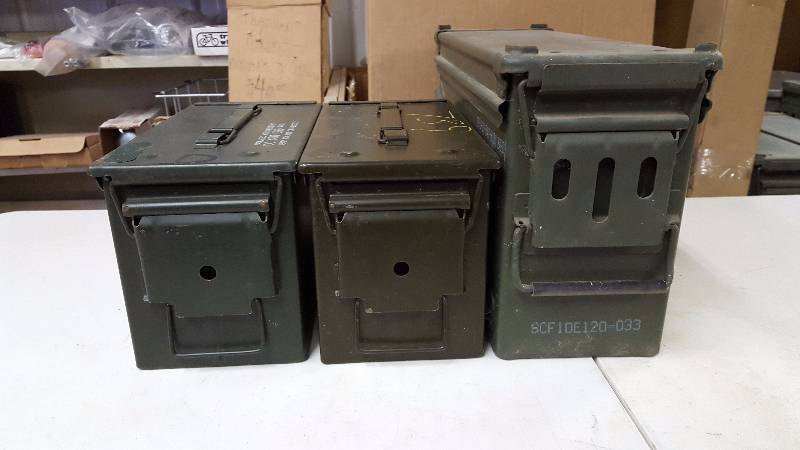 lot 27 image: (3) US Military Ammo Boxes