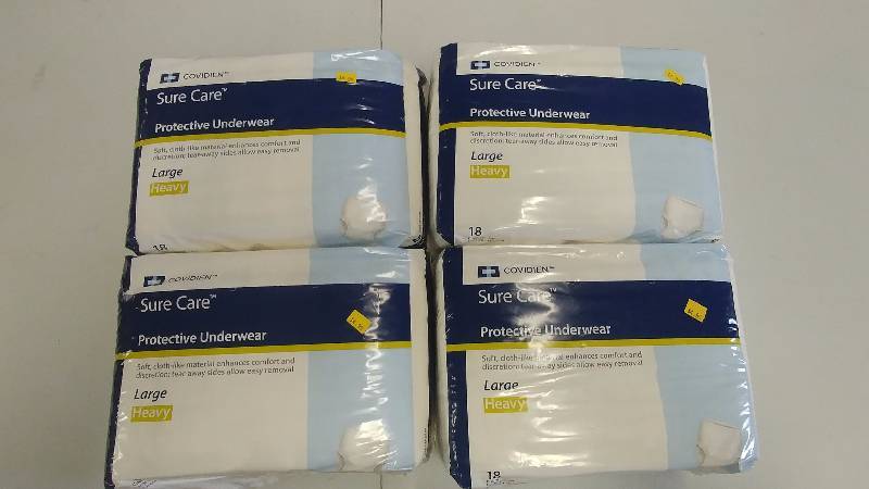 lot 201 image: (4) 18 Pack of Sure Care Absorbant Underwear