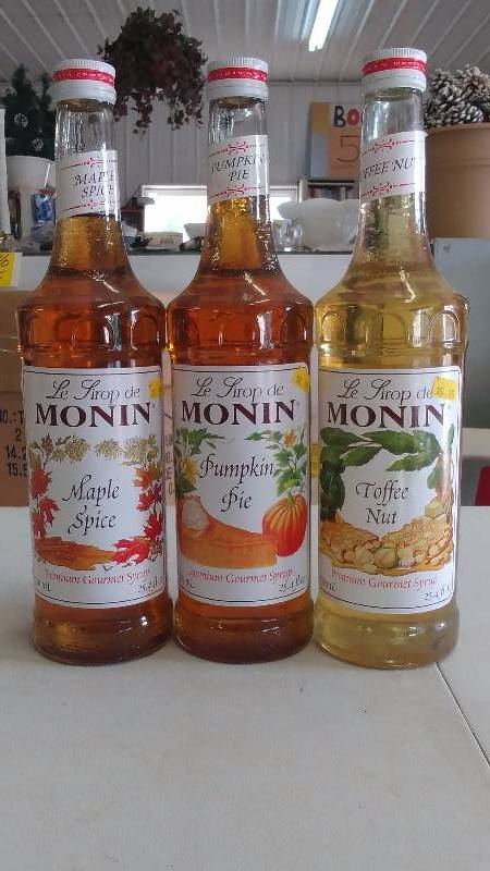 lot 262 image: (3) Le Sirop de Monin Flavored Coffee Syrups