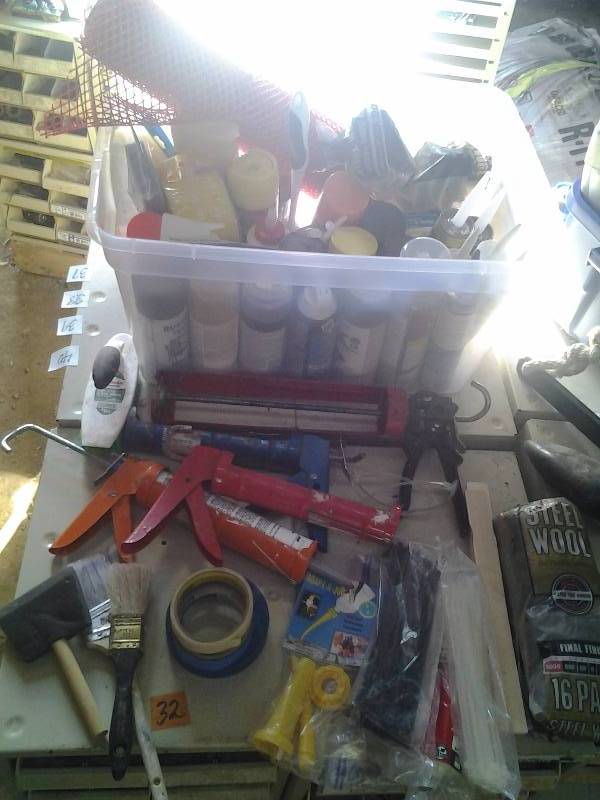 lot 17 image: Caulk & Caulking Guns, Steel Wool, Cable Ties, Spray Paints, Related