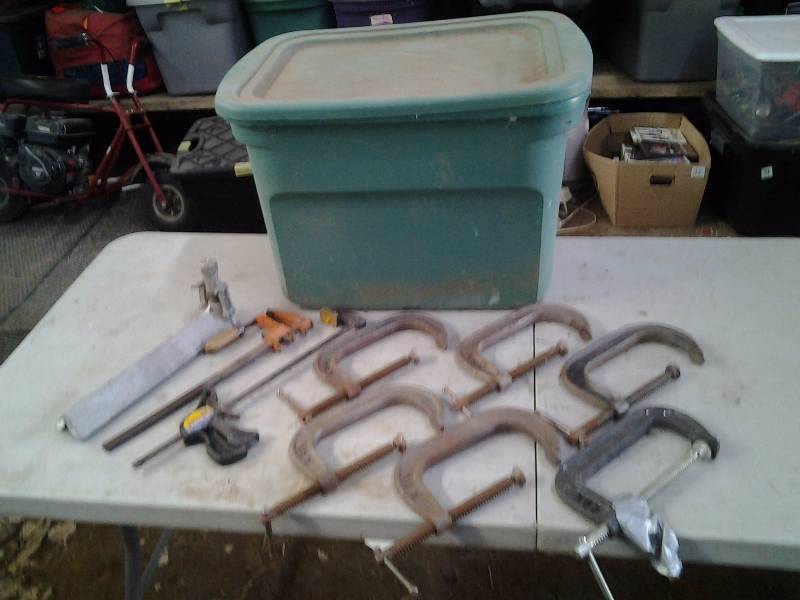lot 41 image: Assorted Clamps Includes Tote With Lid