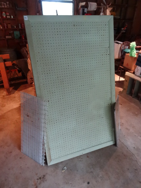 lot 77 image: Peg Board, Metal Racks, Mirror