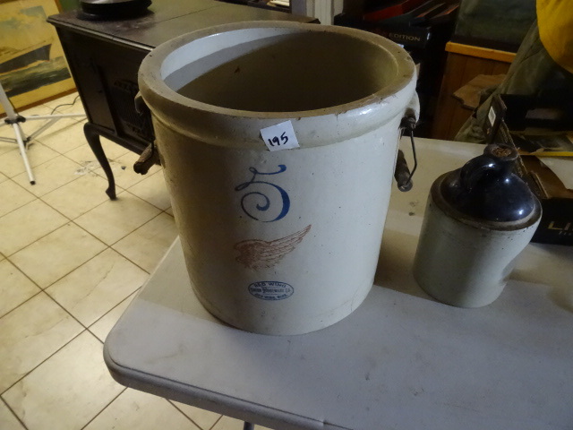 lot 195 image: Crocks #5 Red Wing, Crock Jug WCork