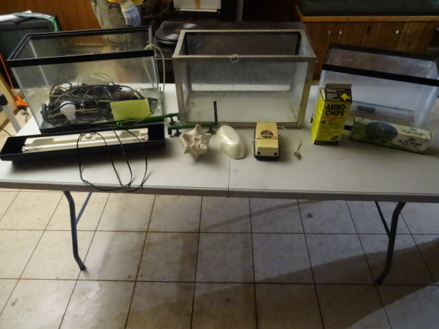 lot 202 image: 3 Small Aquariums WMisc Accessories