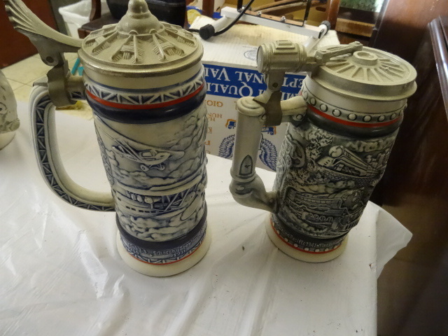lot 284 image: 2 Avon Beer Steins Airplane & Train Themes