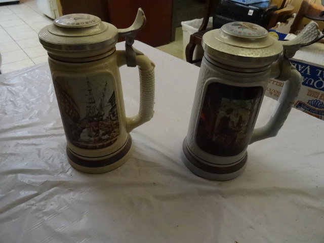lot 288 image: 2-Avon Beer Stein Trape Theme