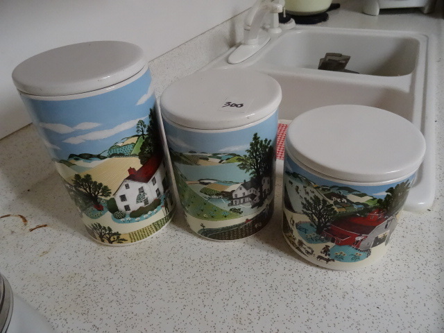 lot 300 image: 3 Porcelain Canisters