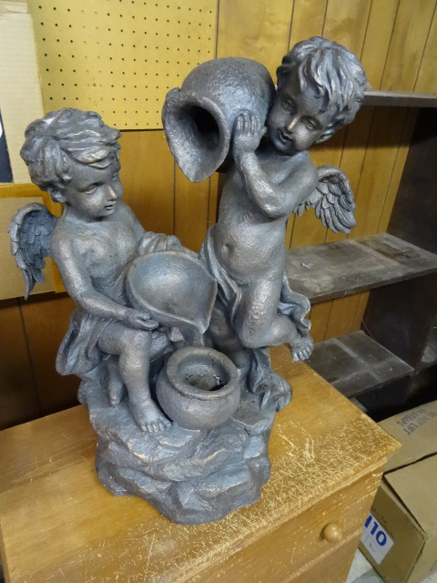 lot 369 image: Resin Fountain Cherubs Top No Pump