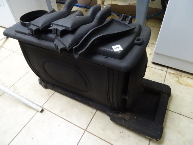 lot 379 image: Vintage Cast Iron Stove New In Box WParts