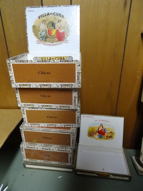 lot 340 image: Vintage 7 Cigar Boxes, 5 Are Cuban