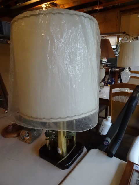 Brass Ash Tray And Shell Casings Lamp 28 Tall