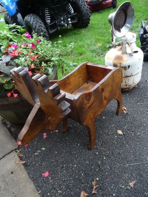 Wood Moose Planter