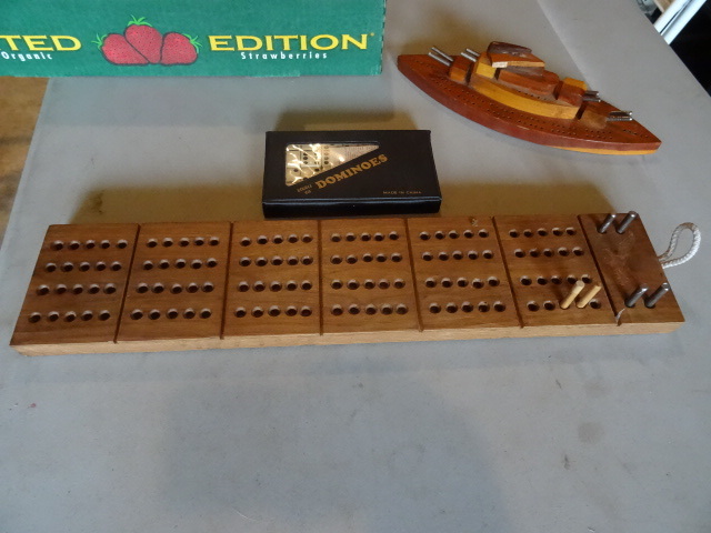 2 Cribbage Boards & Double Six Dominoes Set