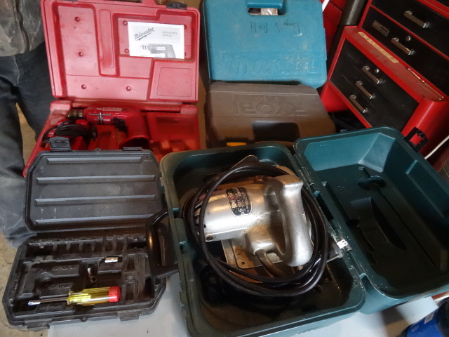 Home Utility 6 Electric Saw With Case, Milwaukee Cordless Drill, No Battery, 3 Empty Cases