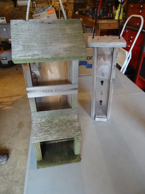 2 Hanging Wood Bird Feeders