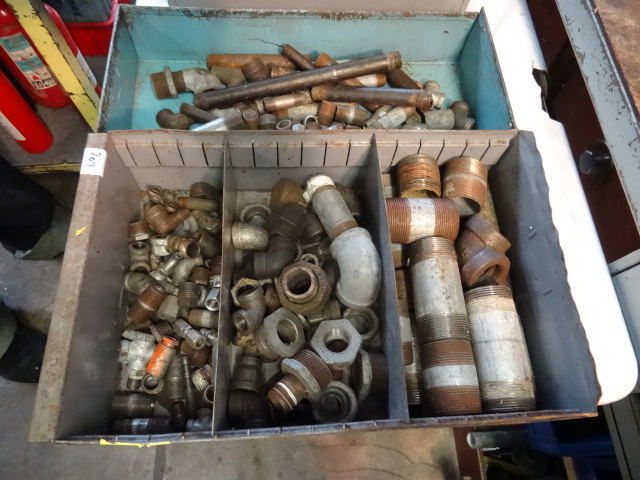 2 Metal Bins Of Steel Pipe Fittings