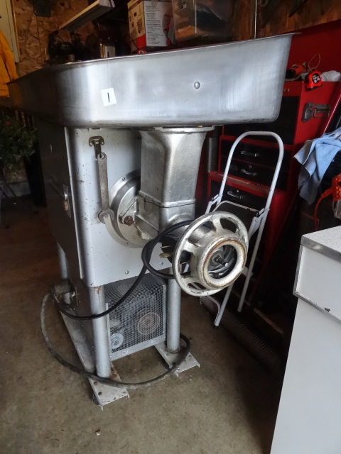 Hobart 5 HP meat grinder. 3 phase motor but has converter mounted underneath