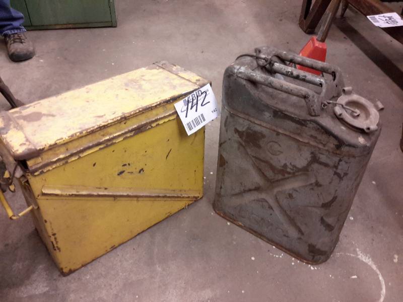 lot 142 image: Steel amunition box & fuel can