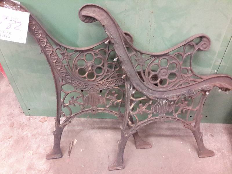 lot 182 image: 2 castiron decorative bench ends