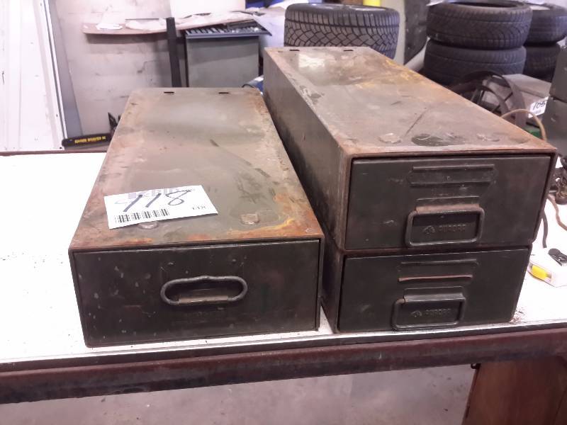 lot 118 image: 3 Metal drawers  2 arora stacking 8x24x4  safe T Stack9.5x24x4.5