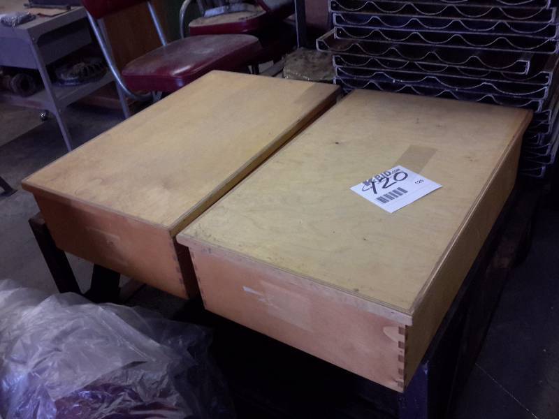 lot 120 image: 2 maple plywood storage boxes