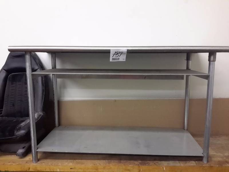 lot 151 image: Stainless steel work table with 2 galvanized shelvs