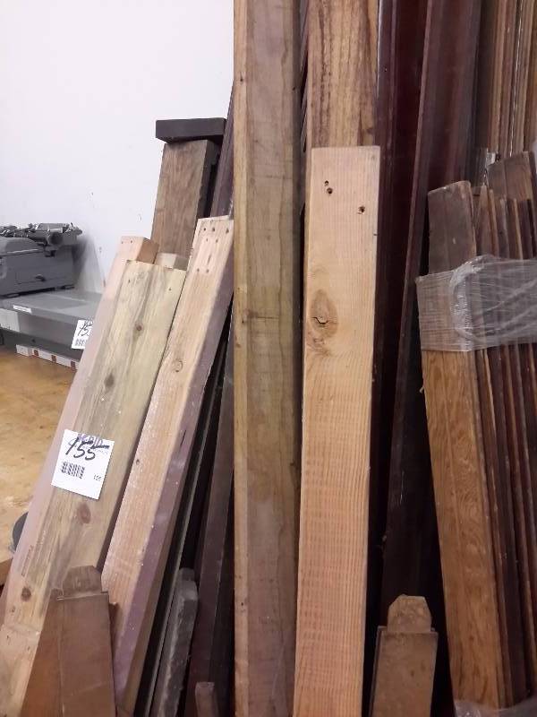 lot 155 image: Large lot of misc. wood 2x4s, trim. Beaded board