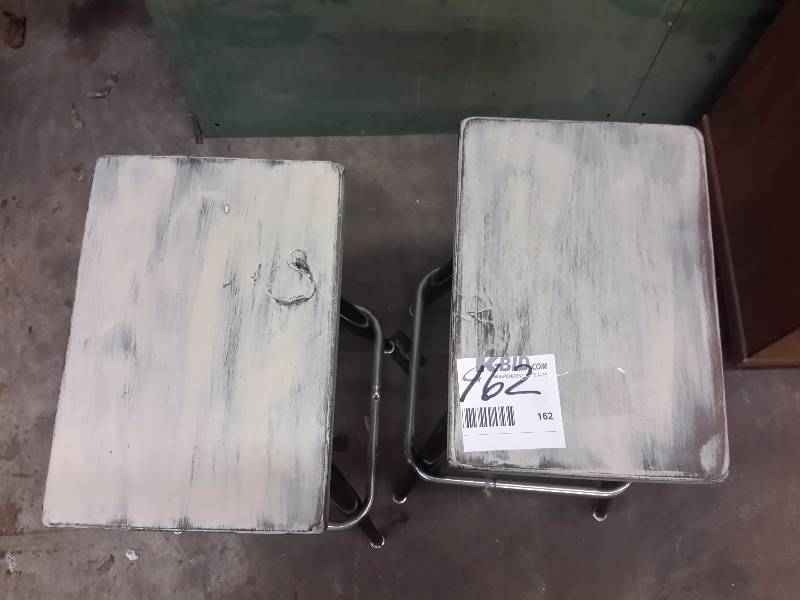 lot 162 image: 2 midcentury Solid wood Seat Bar Stool