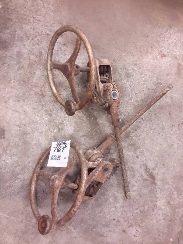 lot 167 image: 2 vintage  industrial  salvage adj. mechanisms