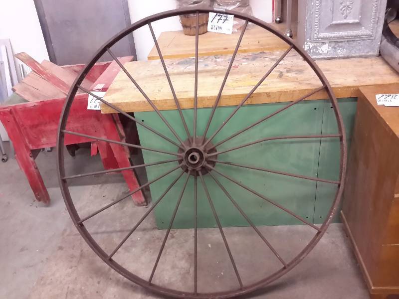 lot 177 image: Large  Steel Spoke Wagon Wheel