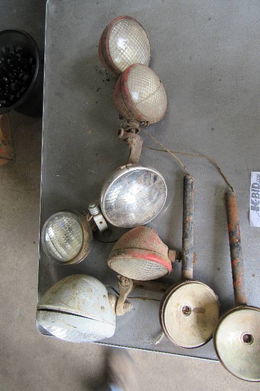 lot 71 image: Mostly vintage Tractor & Truck work lights includes crate