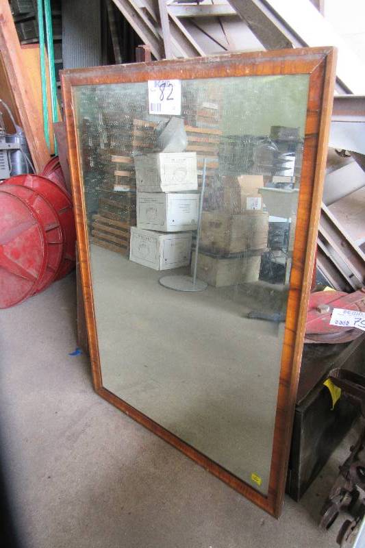 lot 82 image: wood framed bevaled mirror