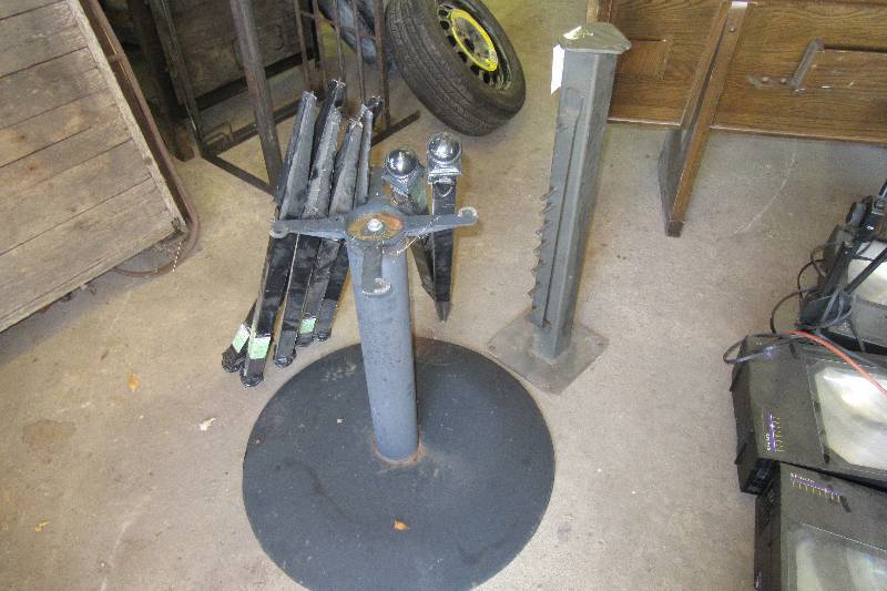 lot 205 image: 2 table bases,  8 Fenceposts & misc stand