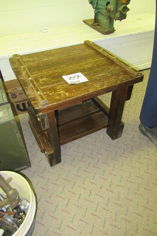 lot 217 image: heavy solid wood end table