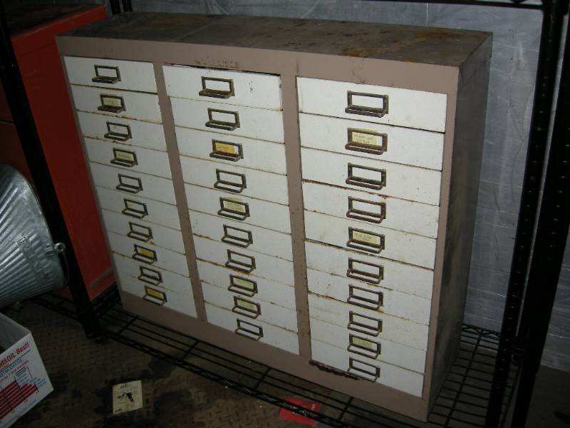 lot 116 image: Metal Parts Organizer Cabinet