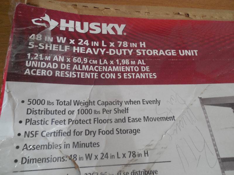 lot 59 image: Husky  Details about brand 78 in. H x 48 in. W x 24 in. D 5 Shelf Steel Unit
