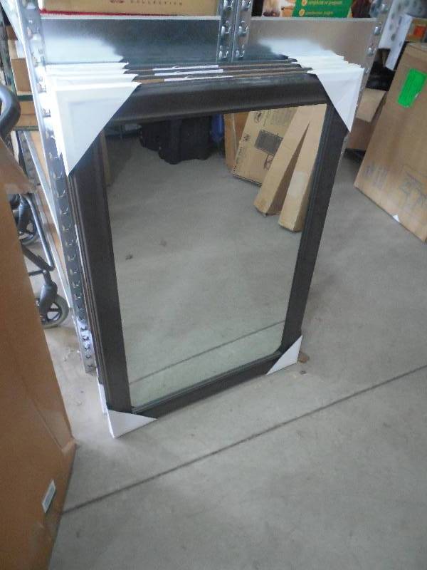lot 141 image: 29 in. x 41 in. Framed Wall Mirror in Pewter