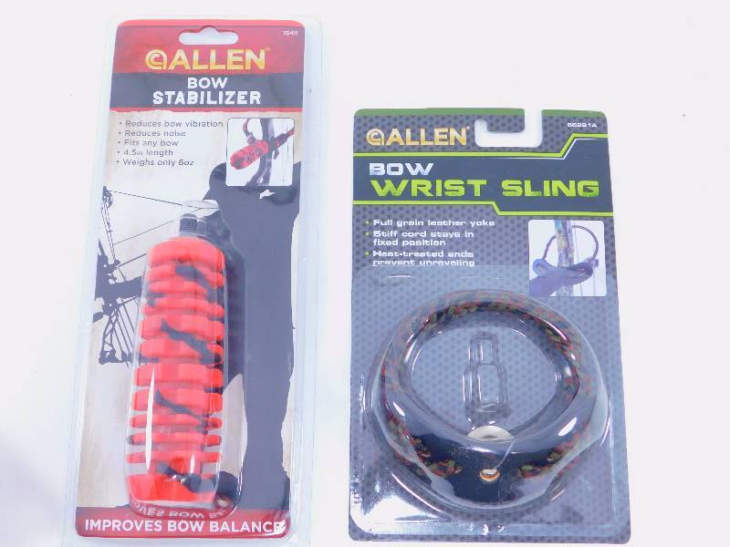 Allen Braided Bow Wrist Sling Full Grain Leather Yoke Polyester and Allen Bow Stabilizer, BlackRed
