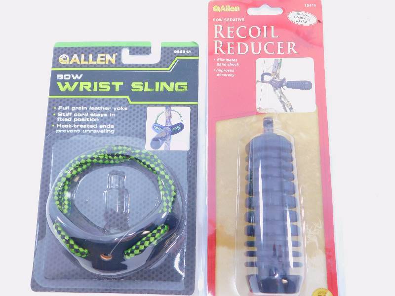 Allen Bow Wrist Sling Full Grain Leather Yoke and Allen Bow Sedative Recoil Reducer Stabilizer Vibration Dampener