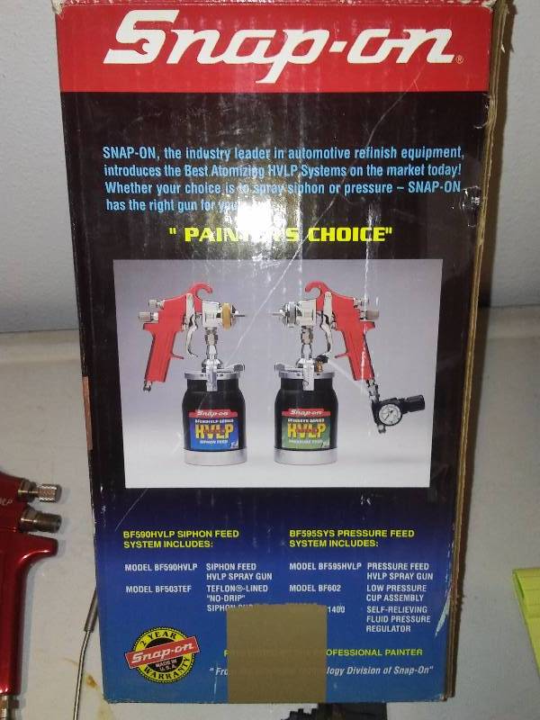 Snapon Paint BF590 HVLP Siphon Feed Spray Gun Snap On Fall Sale
