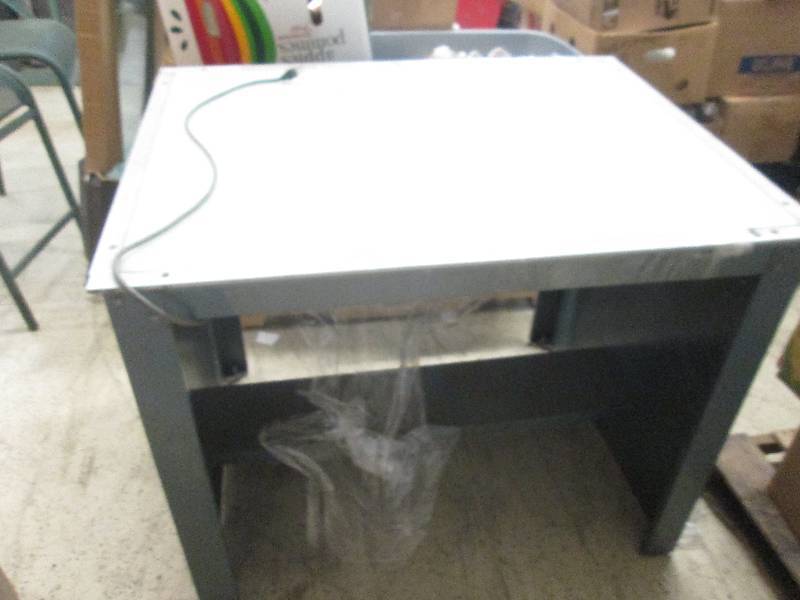 lot 3 image: Glass & Metal Light Work Table  33 ...