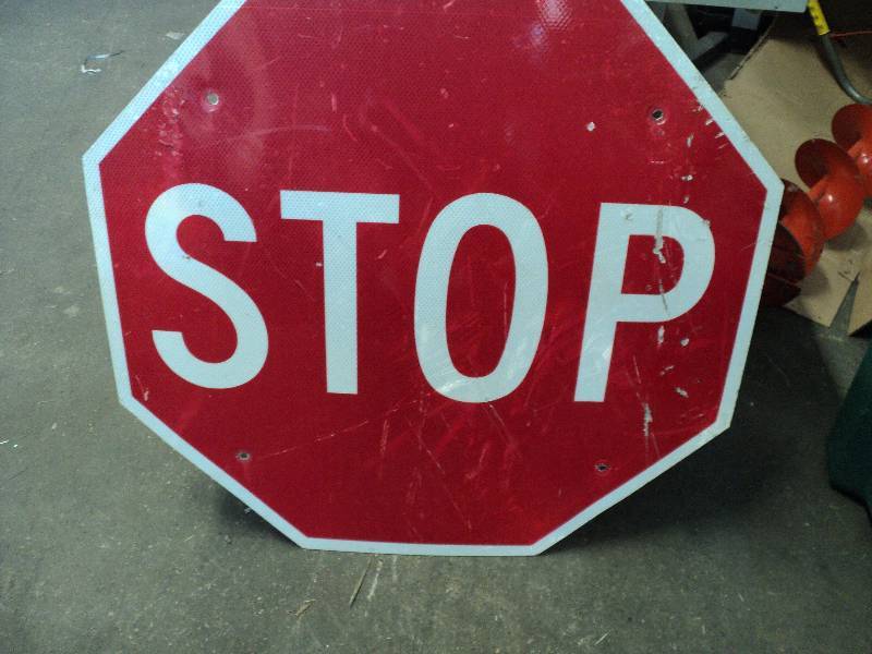 lot 318 image: large metal stop sign...