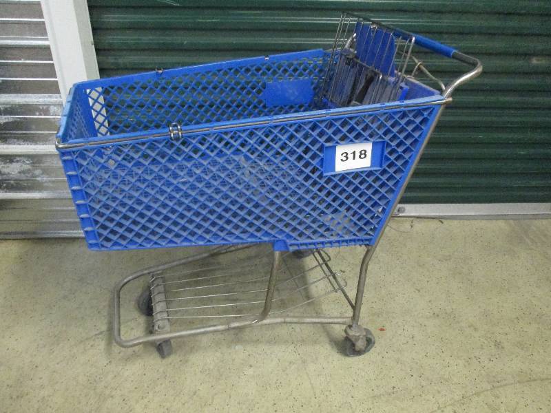 lot 28 image: Large Blue Shopping Cart...